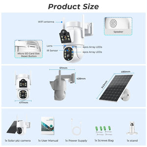 Solar IP Camera Dual Lens PTZ WiFi Outdoor Security Camera 8MP Solar Powered - stepyours.com