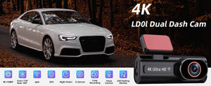 Acceo Dash Cam 4K Front And 1080P Rear Dual Lens With GPS WiFi Night Vision - stepyours.com