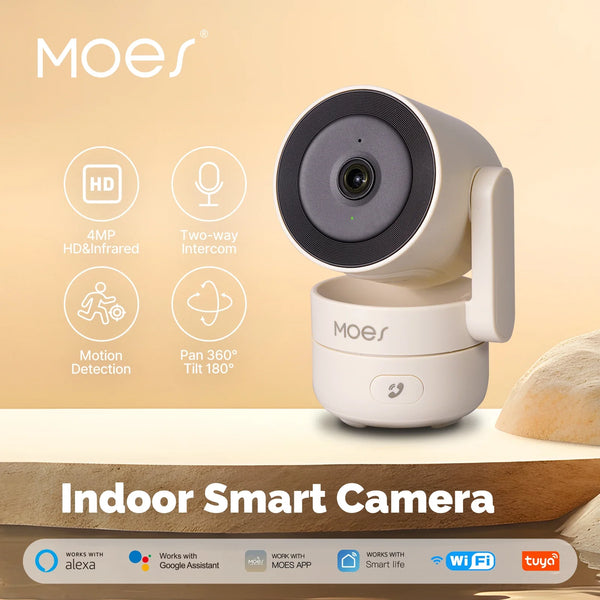 MOES Tuya WiFi Indoor Pan/Tilt Camera - 4MP HD Night Vision And Motion Alerts by stepyours.com