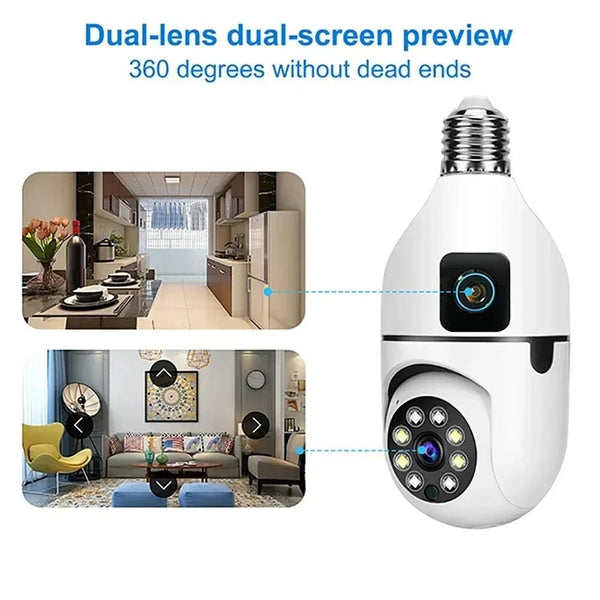 8MP E27 Bulb WiFi Camera - Color Night Vision With 8X Zoom And Dual Lens - stepyours.com