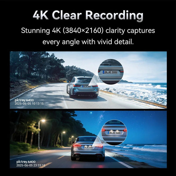 Pictrey A400 4K Dash Cam With Built In ADAS WiFi Night Vision Parking Monitor - stepyours.com