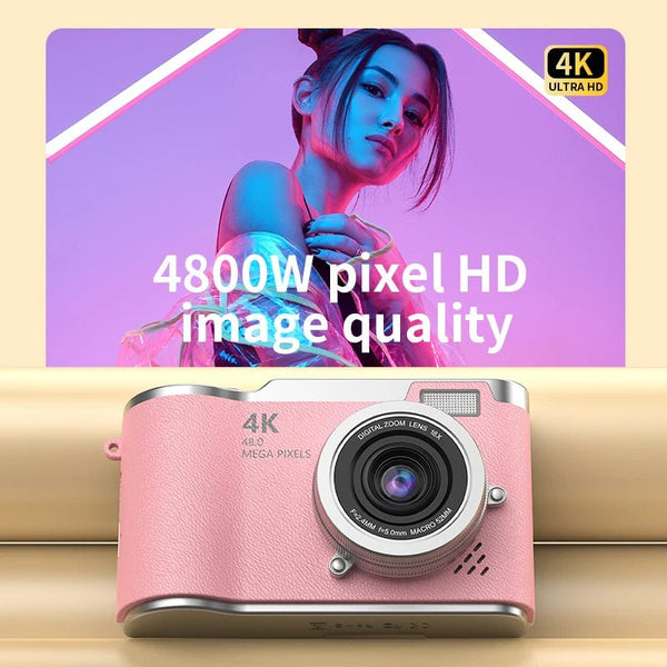 4K 48MP Digital Camera Camcorder For Kids Beginners With 2.4 Inch Screen - stepyours.com