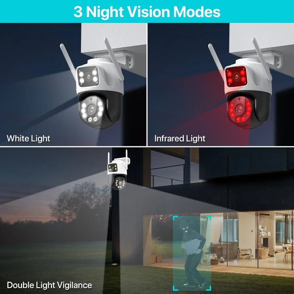 Dual Lens 360 Degree WiFi Camera IP66 Outdoor Security 8MP 4K PTZ - stepyours.com