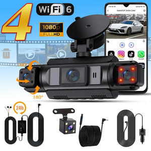 4 Channel Car Dash Cam With WiFi FHD 1080P Front Left Right Rear Night Vision - stepyours.com
