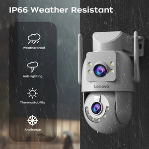 Lenovo 4K WiFi Surveillance Camera - Outdoor Dual Lens PTZ With Auto Tracking - stepyours.com