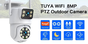 ANSVICAM Tuya Outdoor 4K IP Camera Dual Lens PTZ Auto Tracking Wireless - stepyours.com