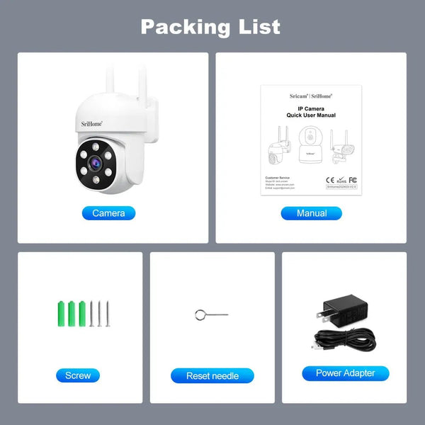 Srihome SH061 Wireless PTZ AI 1080P Home Security Camera Night Vision CCTV - stepyours.com