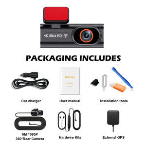Ultra HD 4K Car Dash Cam With WIFI DVR Night Vision 24H Parking GPS - stepyours.com