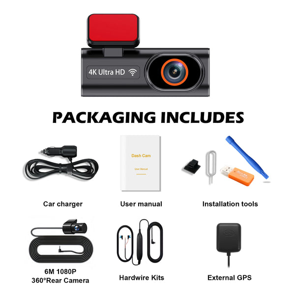 Ultra HD 4K Car Dash Cam With WIFI DVR Night Vision 24H Parking GPS - stepyours.com