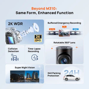 70mai M310 Plus 2K Dash Cam 1440P 143 FOV 24H Parking Guard Night Vision - stepyours.com