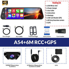 10 Inch 4K Mirror Dash Cam Wireless CarPlay Android Auto Dual Lens GPS WiFi DVR - stepyours.com
