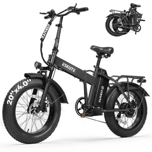 ESKUTE Electric Bike for Adults, 48V 20.8Ah Removable Battery, 20x4 Fat Tire Foldable Ebike with 1200W Peak Motor, Folding E Bike with 7‑Speed, 20+ MPH, up to 80 Miles, NFC Unlock