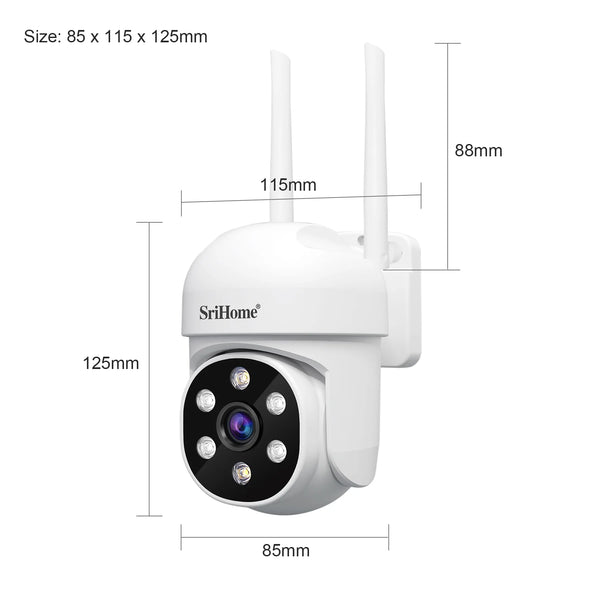 Srihome SH061 Wireless PTZ AI 1080P Home Security Camera Night Vision CCTV - stepyours.com