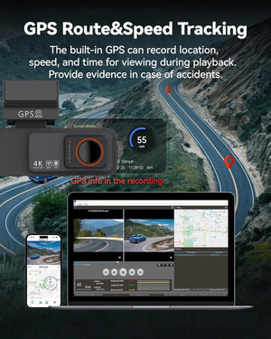 4K Dash Cam Dual Lens With GPS WiFi Night Vision Never Miss A Moment - stepyours.com