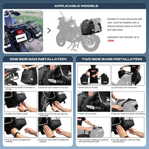 Rhinowalk Motorcycle Side Bag Fully Waterproof Inside 20L Expand 30L Universal Hook Saddle Bag With Removable Motorbike Luggage