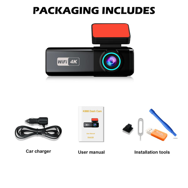 Aprilboy 4K WiFi Dash Cam Front And Rear Night Vision G Sensor Parking Monitor - stepyours.com