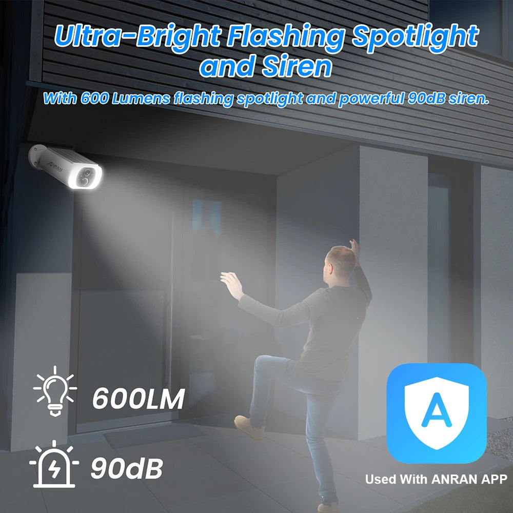 ANRAN Wireless Battery Solar Security Camera Floodlight Color Night Vision - stepyours.com
