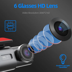 4K Dash Cam Car DVR With Night Vision GPS WiFi Parking Monitor - stepyours.com