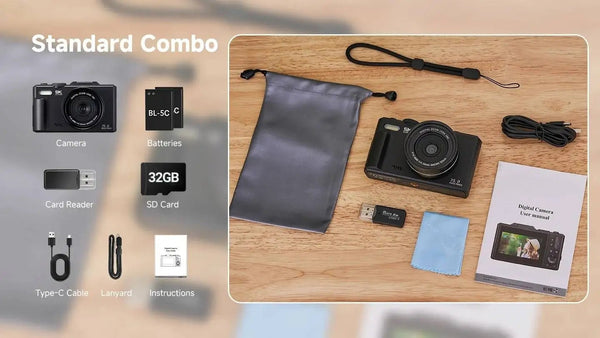 Amorus 5K Digital Camera 75MP 18X Zoom 180 Flip Screen WiFi For YouTube - stepyours.com