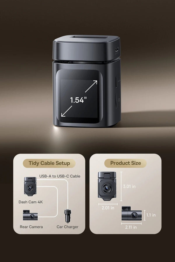 Baseus VD1 Pro 4K Dash Cam With Sony Sensor ADAS GPS WiFi6 STARVIS Night Vision - stepyours.com