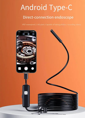 7.0mm Type C Endoscope Camera IP67 Waterproof Borescope With 6 LEDs Android PC - stepyours.com