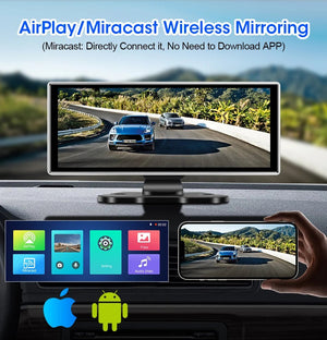 11.26 Inch Car DVR 4K Dash Cam Dual Lens Wireless CarPlay Android Auto Monitor - stepyours.com