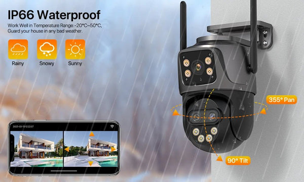 Wonsdar 6K 9MP IP Camera 8x Zoom Tri Lens PTZ With Dual Screen iCSee App - stepyours.com