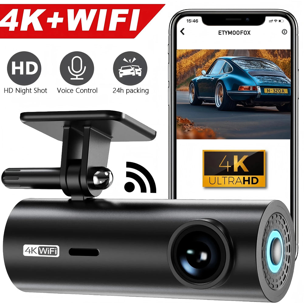 4K WiFi Dash Cam For Car Front Camera 24H Parking Monitor Black Box - stepyours.com