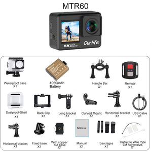 Ourlife 5K 30FPS Action Camera 2 Inch LCD 170 Degree Waterproof Remote Control - stepyours.com