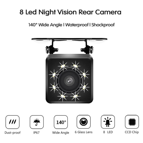 Car Rear View Camera With 4 8 12 LED Night Vision Display For Parking Reversing - stepyours.com