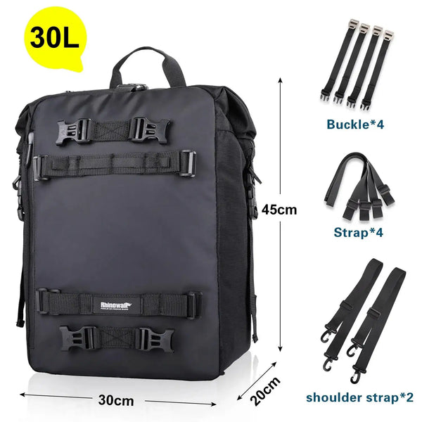 Rhinowalk Motorcycle Saddle Bag Internal Waterproof 10L-20L-30L Rear Seat Bag Modularity Luggage Shoulder Bag Single Item Sale
