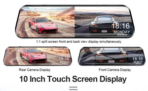 10 Inch Rearview Mirror Dash Cam Front And Rear 1080P Dual Recorder Night Vision - stepyours.com