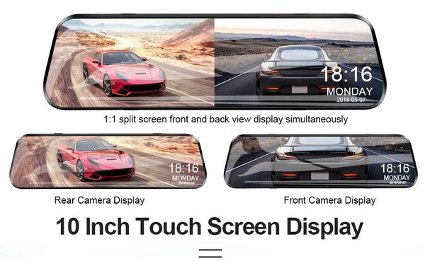 10 Inch Rearview Mirror Dash Cam Front And Rear 1080P Dual Recorder Night Vision - stepyours.com
