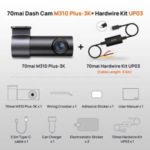 70mai M310 Plus Dash Cam 3K 1620P WDR Voice Control Car DVR Parking Monitor - stepyours.com