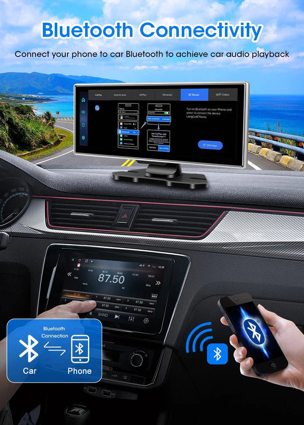 11.26 Inch 4K Dash Cam Dual Lens With Wireless CarPlay Android Auto GPS Nav WiFi - stepyours.com