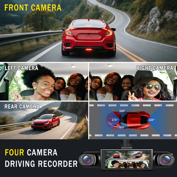 4 Channel Dash Cam 360 Degree Car Video Recorder Night Vision Parking Monitor - stepyours.com