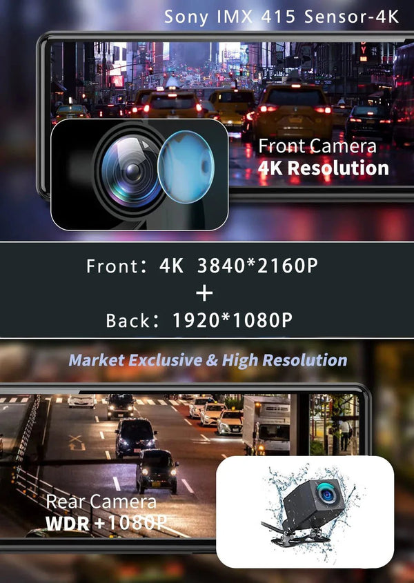 11.26 Inch 4K Dash Cam With CarPlay Android Auto Dual Lens WiFi GPS Bluetooth - stepyours.com