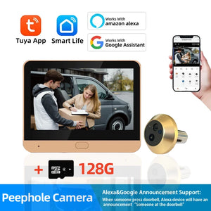 Tuya Smart 3MP Outdoor Wireless Door Peephole Video Eye Camera 2.4G WiFi Night Vision Home Security Door Camera with LCD Screen by stepyours.com