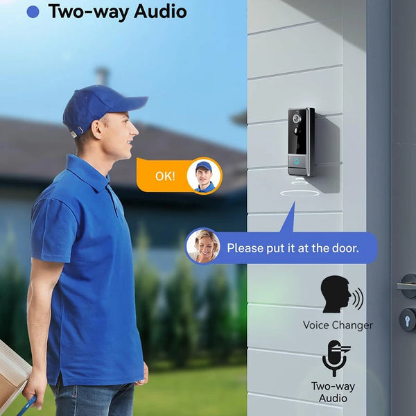 Wireless Smart Video Doorbell, 960P HD Video Doorbell Camera, Home Security WiFi Doorbell Camera, PIR Motion Doorbell,3600mAh by stepyours.com