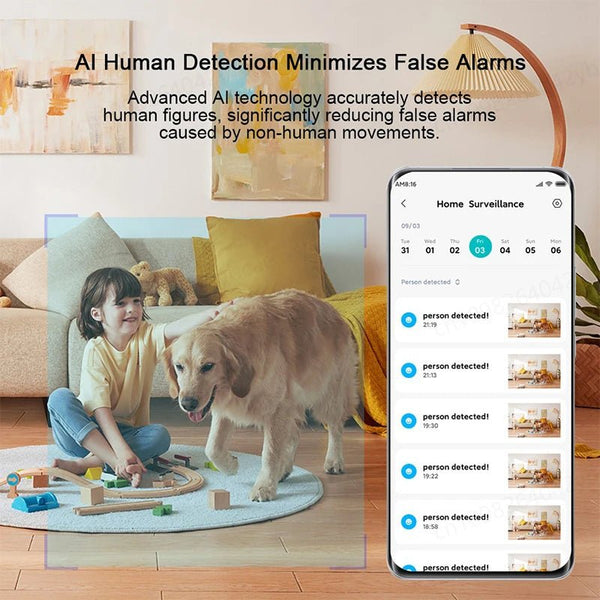 Xiaomi Home Security PTZ 2K Camera Color Night Vision AI Detection Hooks - stepyours.com