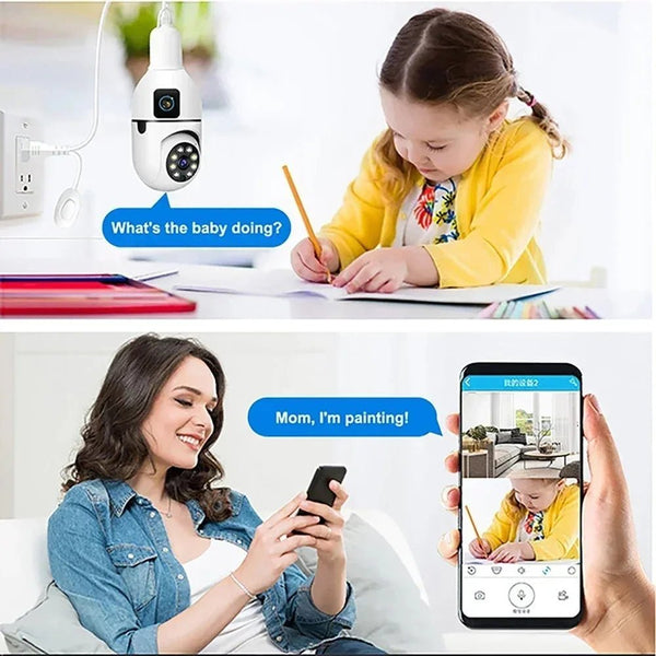 8MP E27 Bulb WiFi Camera - Color Night Vision With 8X Zoom And Dual Lens - stepyours.com