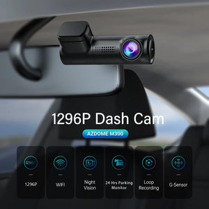 AZDOME 1296P WiFi Dash Cam Night Vision Loop Recording GSensor Parking Monitor - stepyours.com