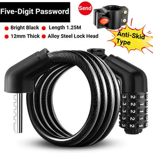 TOSUOD Bicycle Cable Lock MTB Road Bicycle Anti-Theft Four or Five Digit Password Scooter Motorcycle Accessories Bicycle Lock