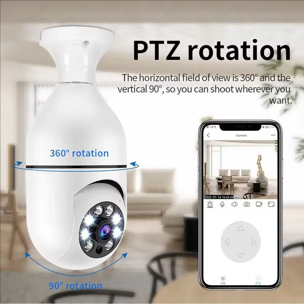Gemodi 4G WiFi E27 Bulb Cam - AI Tracking 1080p Indoor Security by stepyours.com
