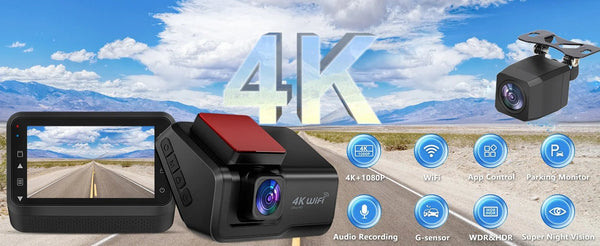 Hook Your Drive Kocam 4K UHD Dash Cam Dual Lens Night Vision Parking Monitor - stepyours.com