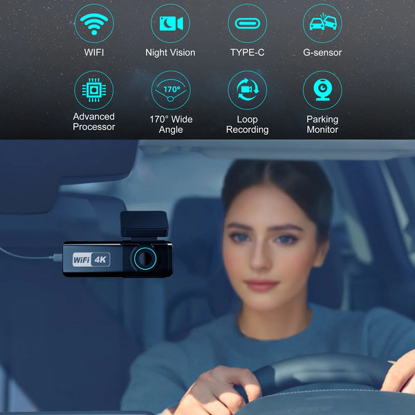 Aprilboy 4K Dash Cam With Front And Rear Cameras Night Vision Parking Monitor - stepyours.com