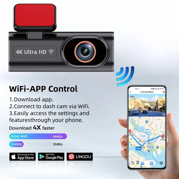 Acceo Dash Cam 4K Front And 1080P Rear Dual Lens With GPS WiFi Night Vision - stepyours.com