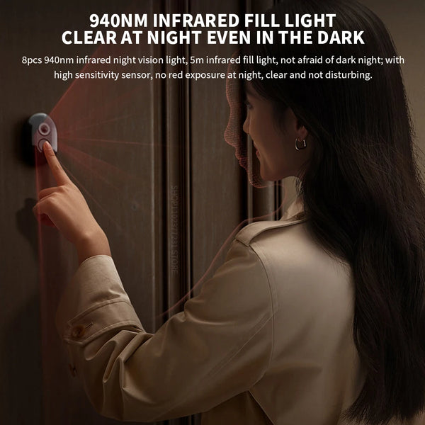 Xiaomi Smart Cat eye 2 WiFi Wireless Camera Video Peephole Doorbell 3MP HD Infrared Night Vision 180 Wide Nngle For Mi Home APP by stepyours.com