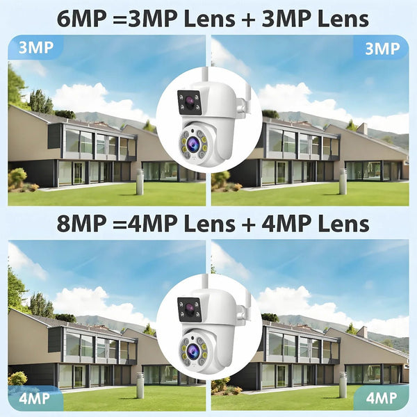 Tuya 8MP WiFi PTZ IP Camera With Dual Lens And Dual Screen Night Vision Outdoor - stepyours.com