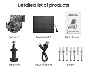 Shiwojia 12X Zoom 4K Solar Camera With Dual Lens 4G 360 Degree View - stepyours.com